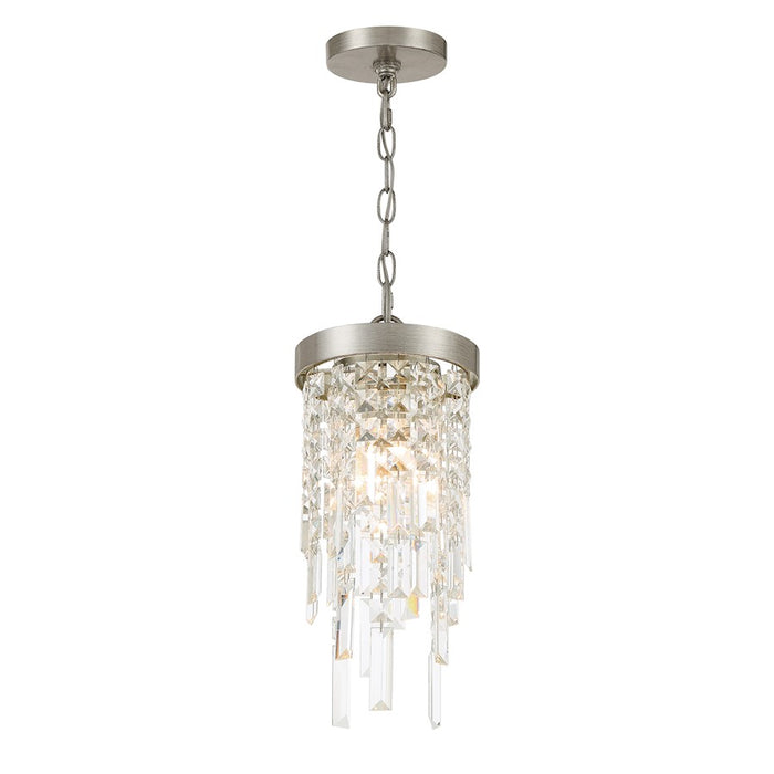 Crystorama Winfield 1 Light Mini Pendant, Antique Silver - WIN-210-SA-CL-MWP