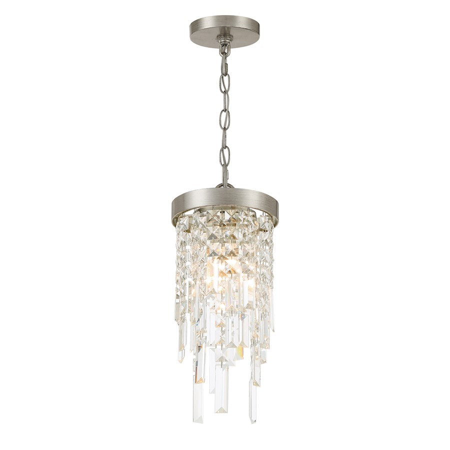 Crystorama Winfield 1 Light Mini Pendant, Antique Silver - WIN-210-SA-CL-MWP