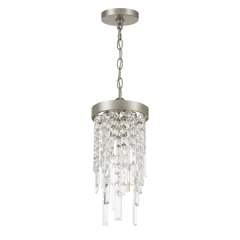 Crystorama Winfield 1 Light Mini Pendant, Antique Silver