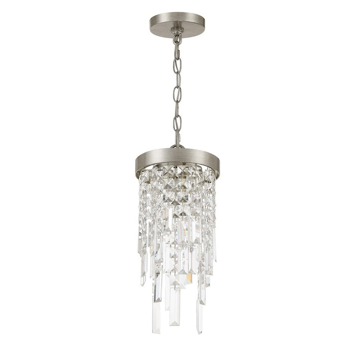 Crystorama Winfield 1 Light Mini Pendant, Antique Silver