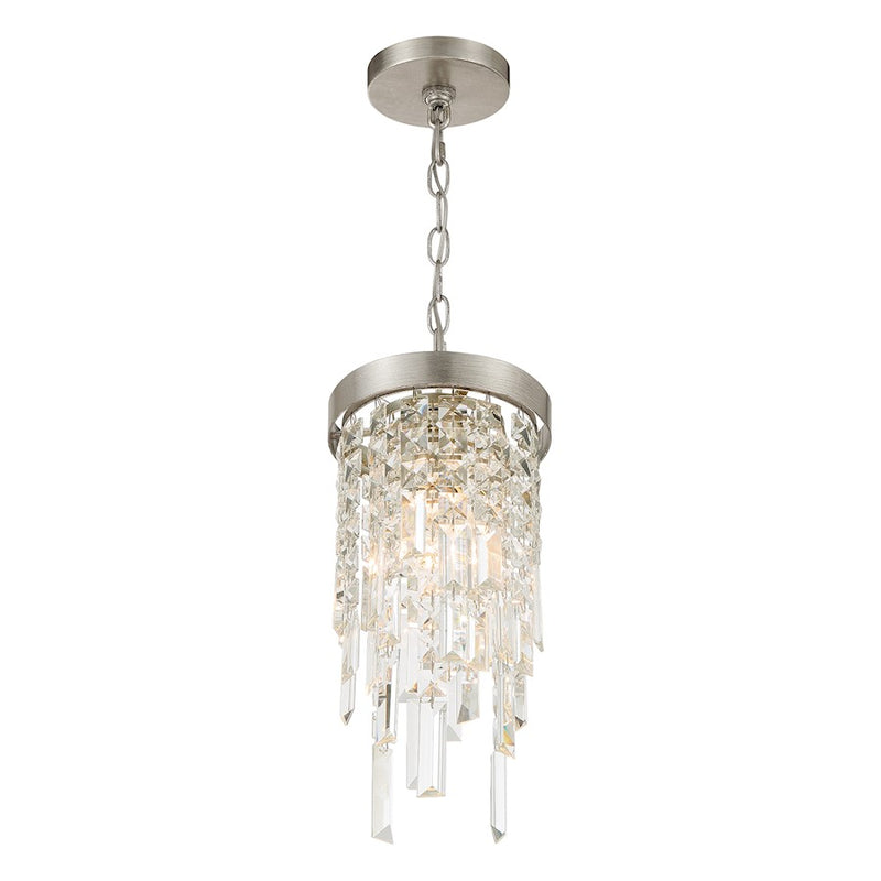 Crystorama Winfield 1 Light Mini Pendant, Antique Silver