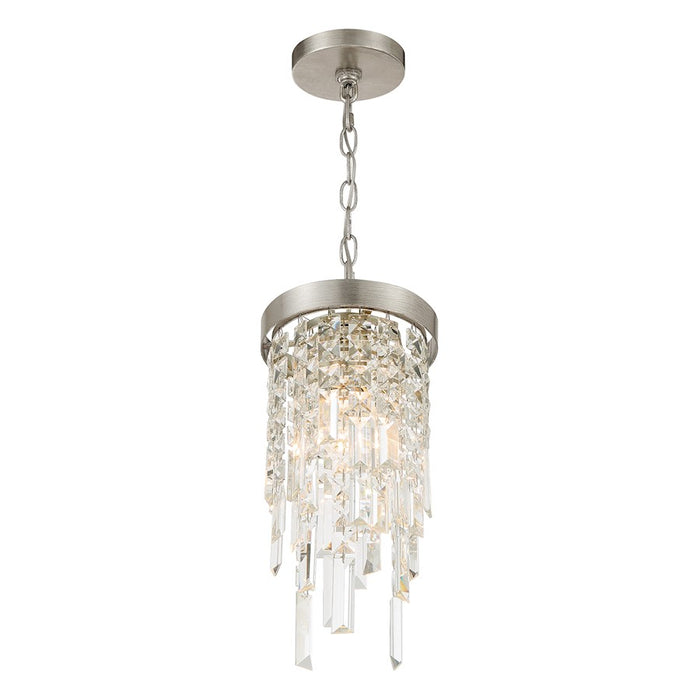 Crystorama Winfield 1 Light Mini Pendant, Antique Silver