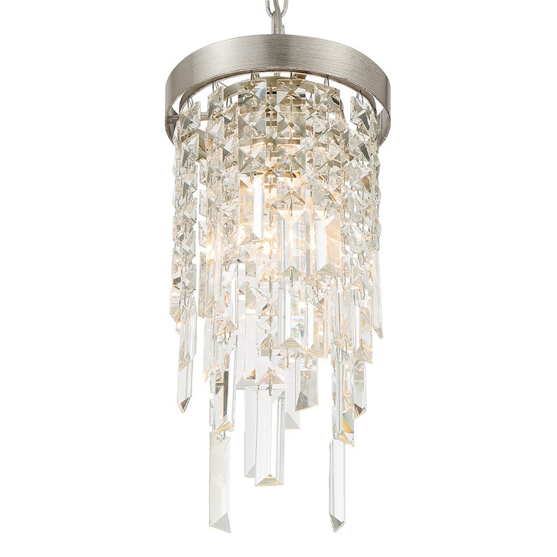 Crystorama Winfield 1 Light Mini Pendant, Antique Silver