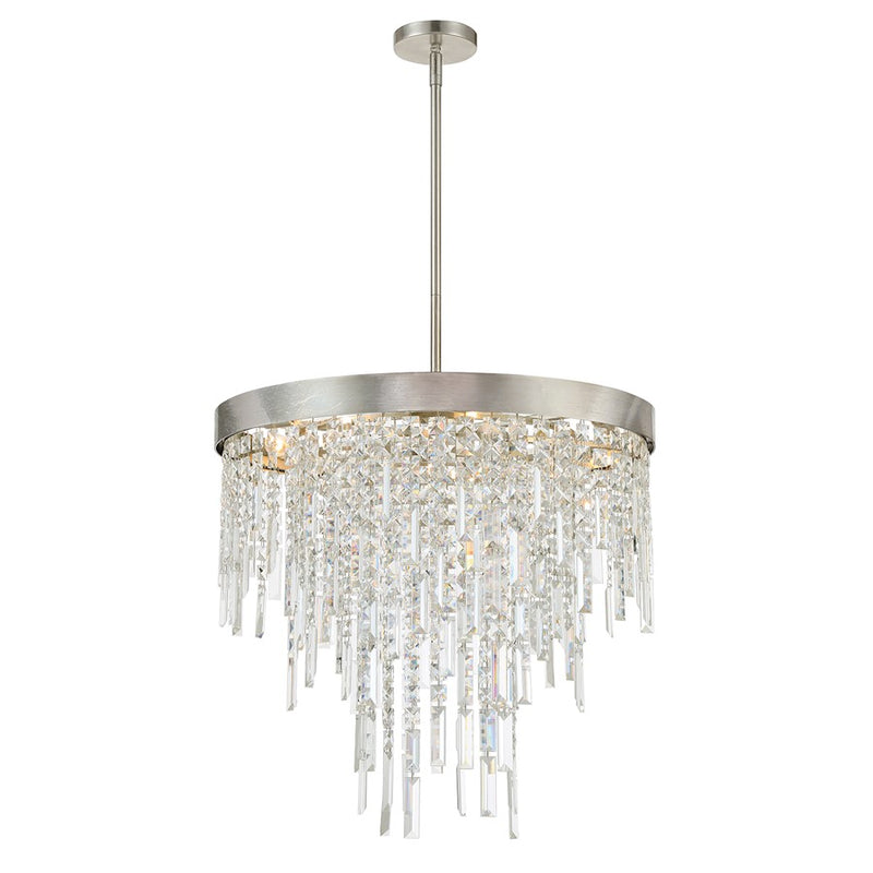 Crystorama Winfield 6 Light Chandelier, Antique Silver