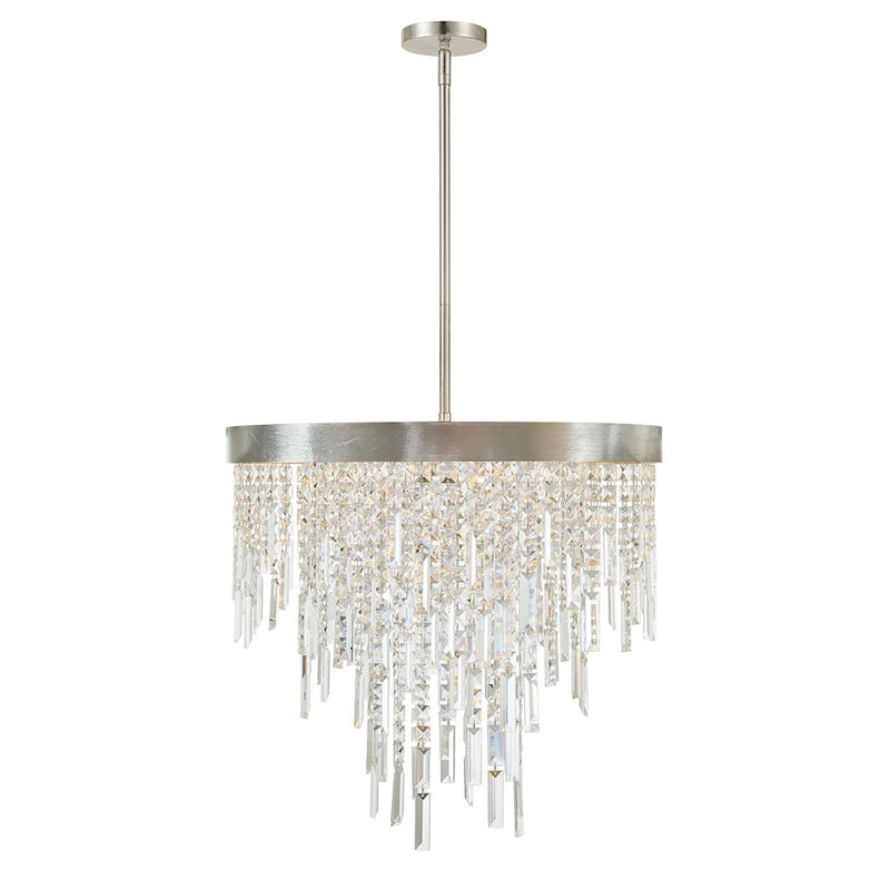 Crystorama Winfield 6 Light Chandelier, Antique Silver