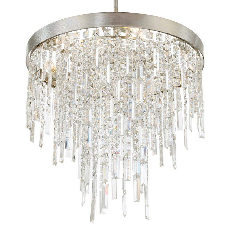 Crystorama Winfield 6 Light Chandelier, Antique Silver