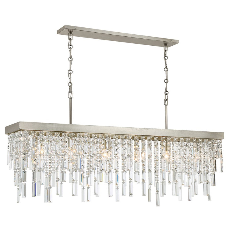 Crystorama Winfield 6 Light Linear Chandelier, Silver
