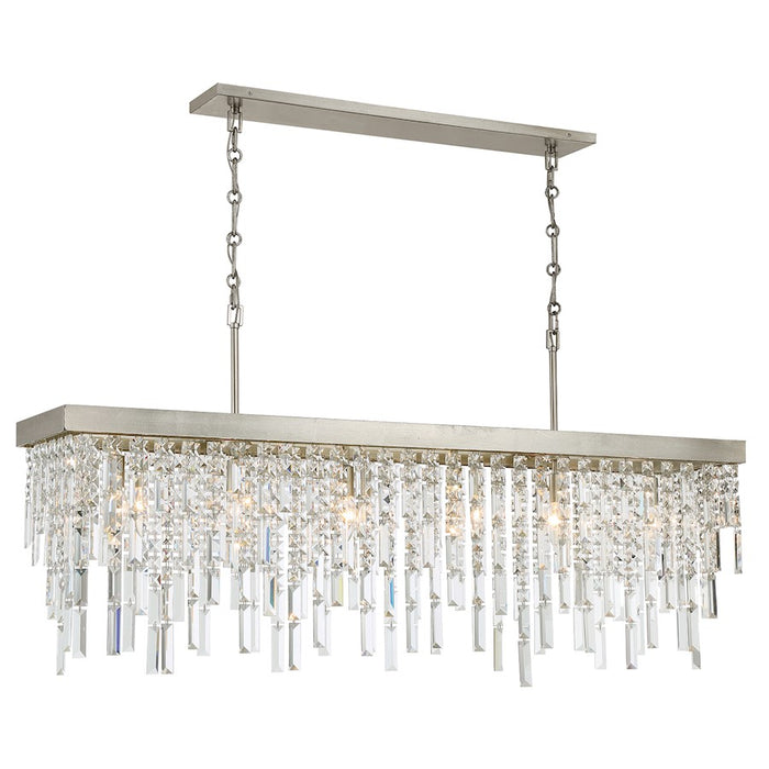 Crystorama Winfield 6 Light Linear Chandelier, Silver
