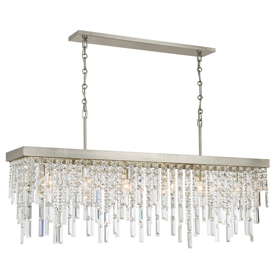 Crystorama Winfield 6 Light Linear Chandelier, Silver