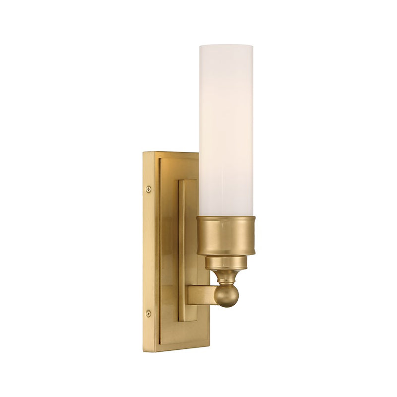 Crystorama Wilcox 1 Light Sconce, Aged Brass/White