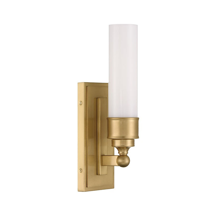 Crystorama Wilcox 1 Light Sconce, Aged Brass/White