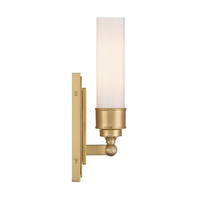 Crystorama Wilcox 1 Light Sconce, Aged Brass/White
