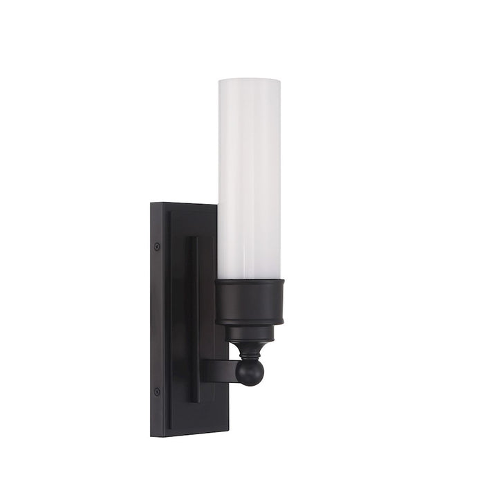 Crystorama Wilcox 1 Light Sconce, Matte Black/White