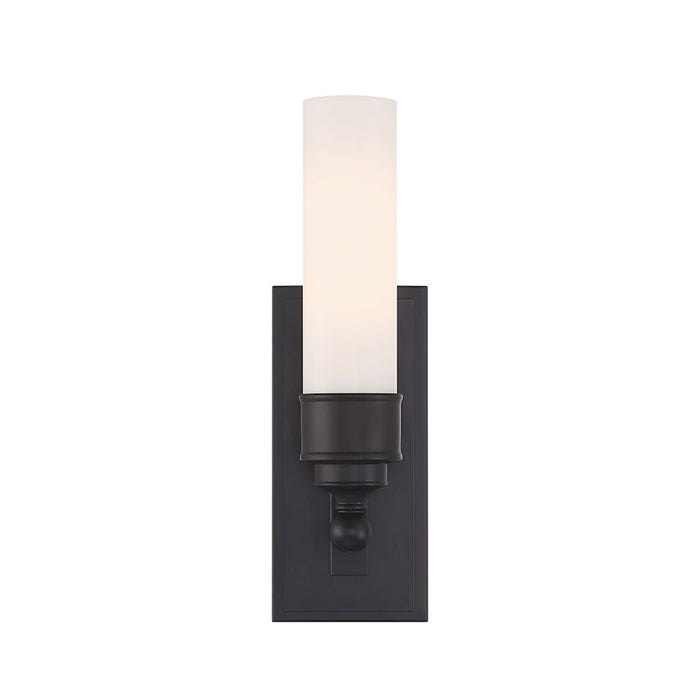 Crystorama Wilcox 1 Light Sconce, Matte Black/White