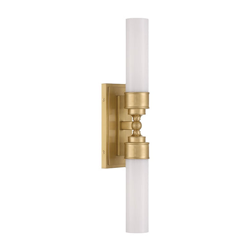 Crystorama Wilcox 2 Light Sconce, Aged Brass/White