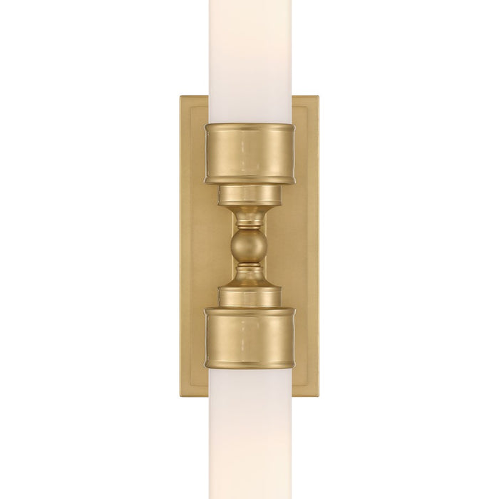 Crystorama Wilcox 2 Light Sconce, Aged Brass/White