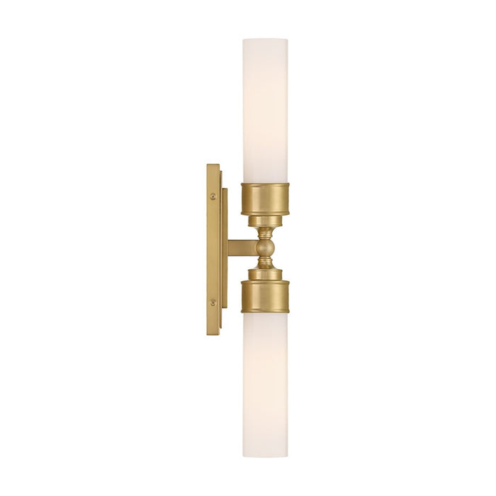 Crystorama Wilcox 2 Light Sconce, Aged Brass/White