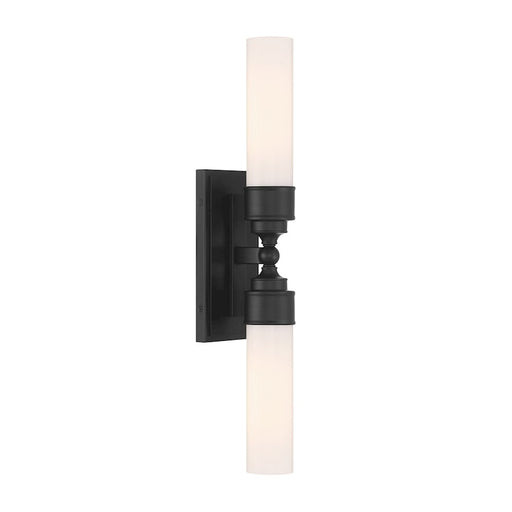 Crystorama Wilcox 2 Light Sconce, Matte Black/White - WLX-302-MK