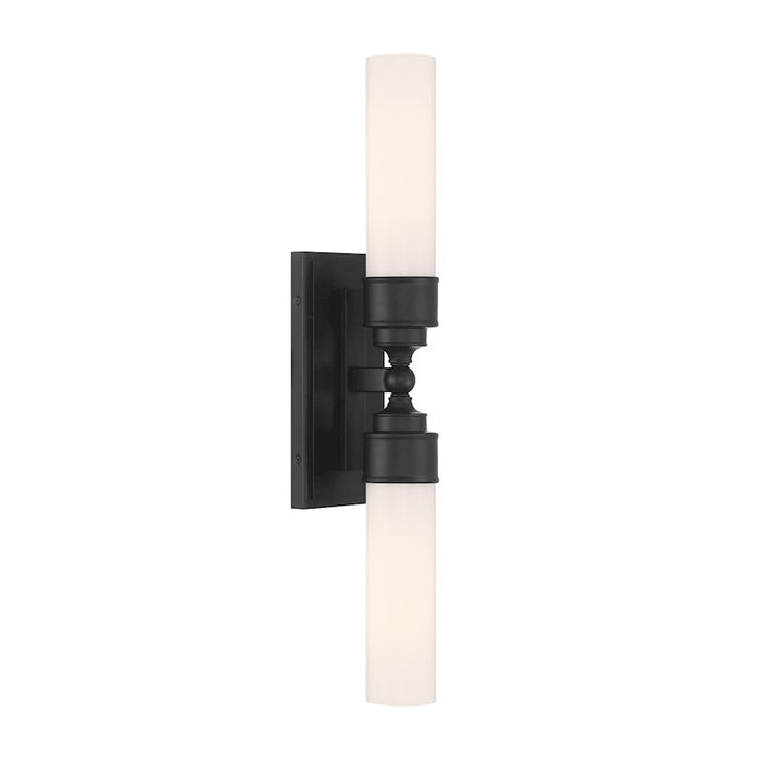 Crystorama Wilcox 2 Light Sconce, Matte Black/White - WLX-302-MK