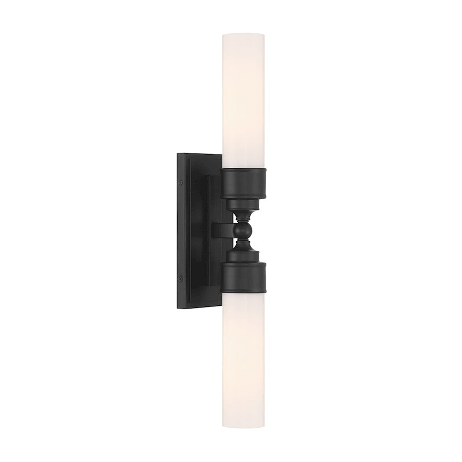 Crystorama Wilcox 2 Light Sconce, Matte Black/White - WLX-302-MK