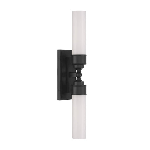 Crystorama Wilcox 2 Light Sconce, Matte Black/White