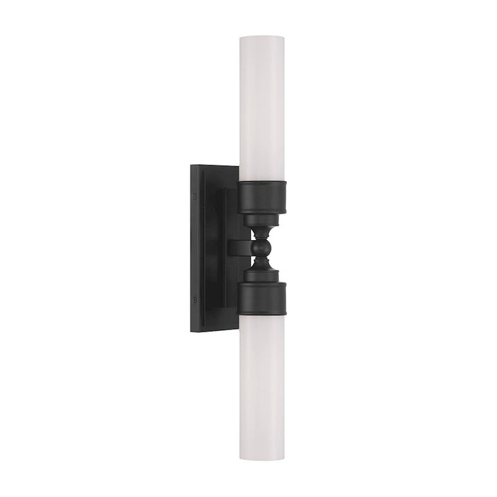 Crystorama Wilcox 2 Light Sconce, Matte Black/White