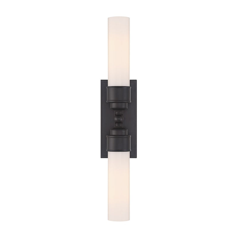 Crystorama Wilcox 2 Light Sconce, Matte Black/White
