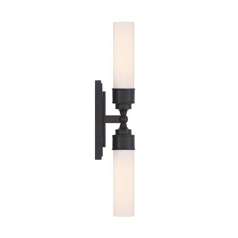 Crystorama Wilcox 2 Light Sconce, Matte Black/White