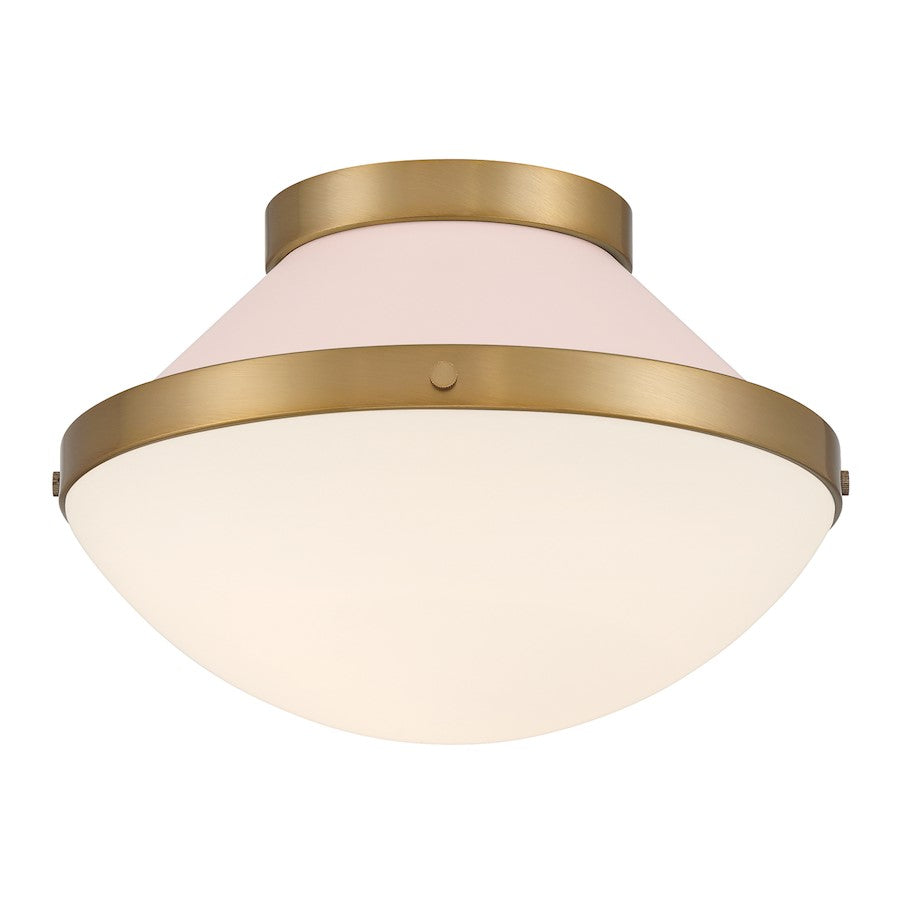 Crystorama Xander 1 Light Flush Mount, Vibrant Gold/Blush/White