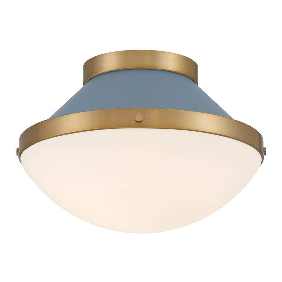 Crystorama Xander 1 Light Flush Mount, Vibrant Gold/Blue/White - XAN-8001-VG-BL