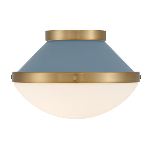 Crystorama Xander 1 Light Flush Mount, Vibrant Gold/Blue/White