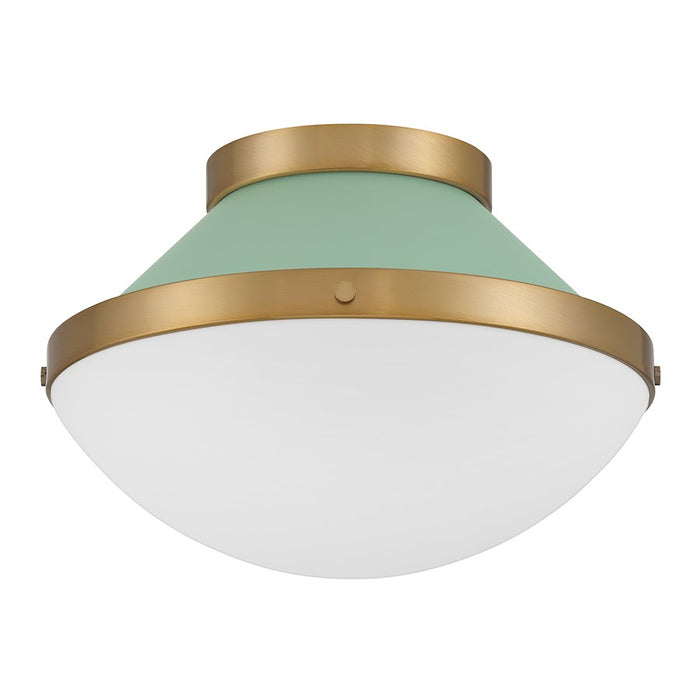 Crystorama Xander 1 Light Flush Mount, Vibrant Gold/Green/White