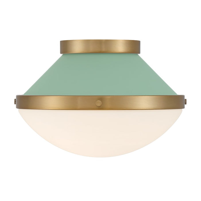 Crystorama Xander 1 Light Flush Mount, Vibrant Gold/Green/White