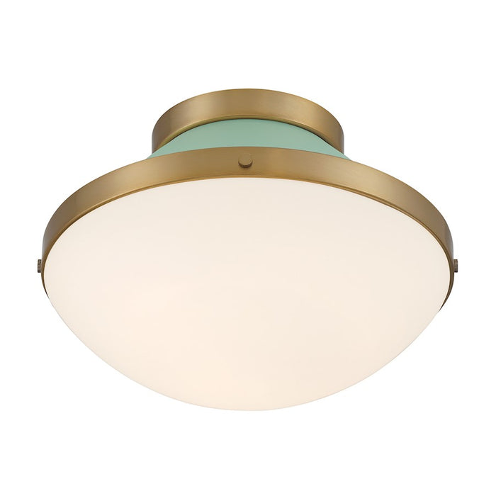 Crystorama Xander 1 Light Flush Mount, Vibrant Gold/Green/White