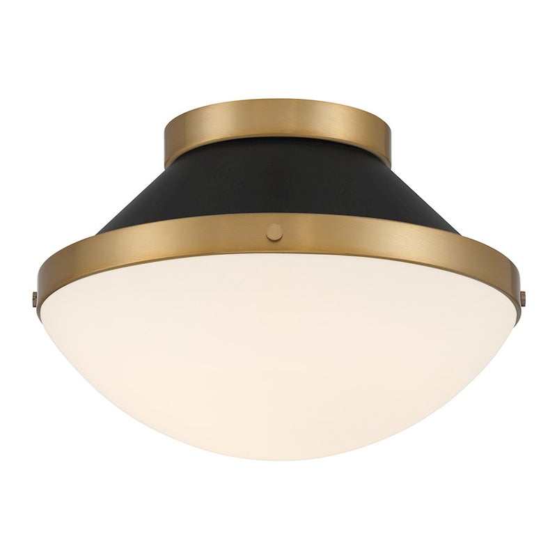Crystorama Xander 1 Light Flush Mount, Vibrant Gold/Black/White