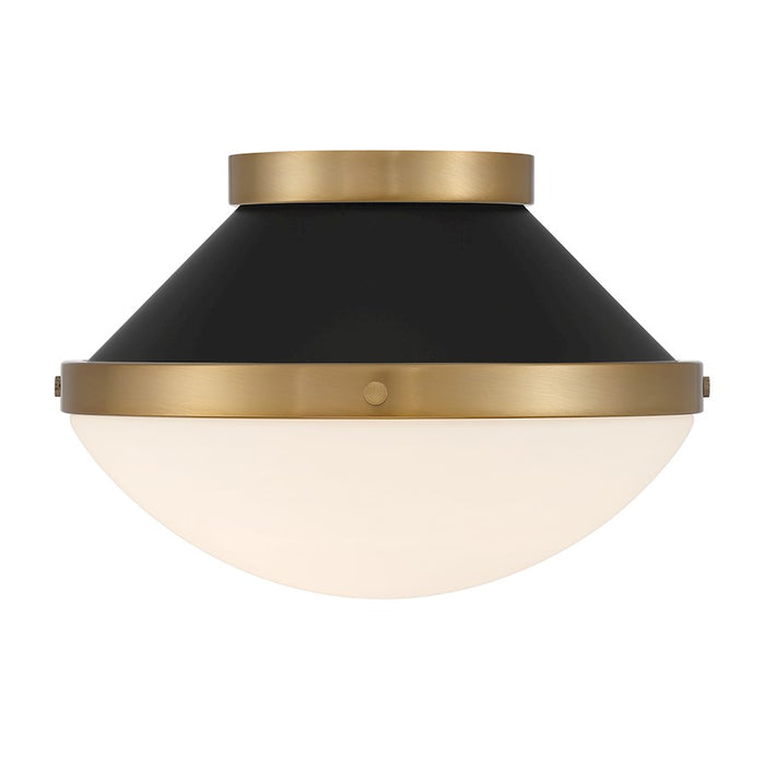 Crystorama Xander 1 Light Flush Mount, Vibrant Gold/Black/White