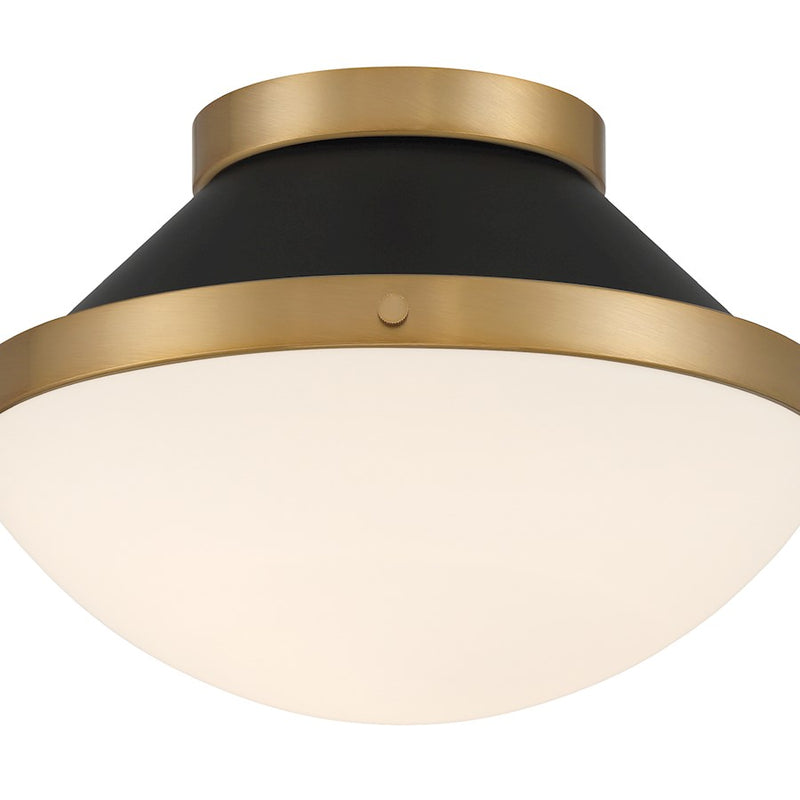Crystorama Xander 1 Light Flush Mount, Vibrant Gold/Black/White