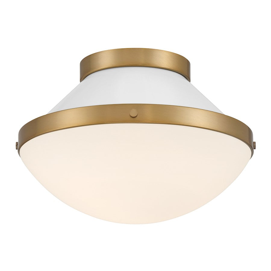 Crystorama Xander 1 Light Flush Mount, Vibrant Gold/White/White