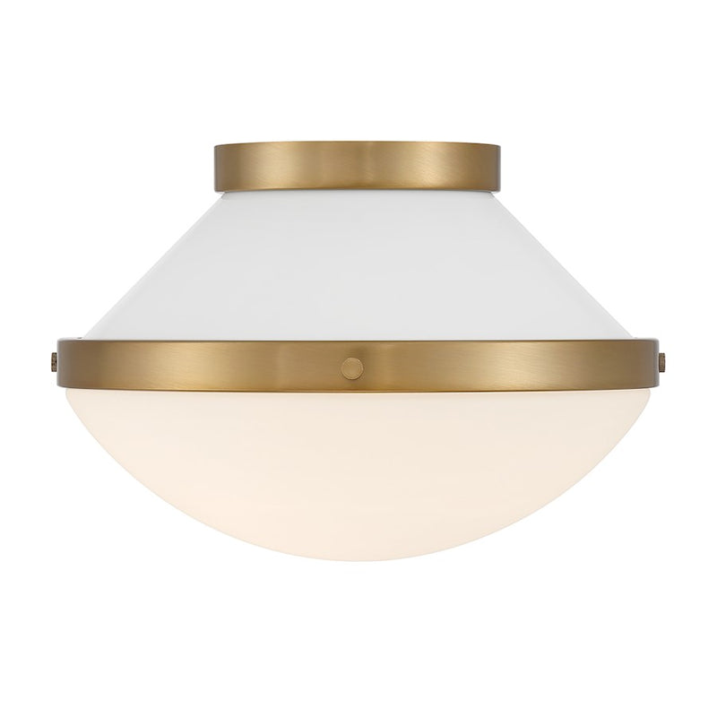 Crystorama Xander 1 Light Flush Mount, Vibrant Gold/White/White