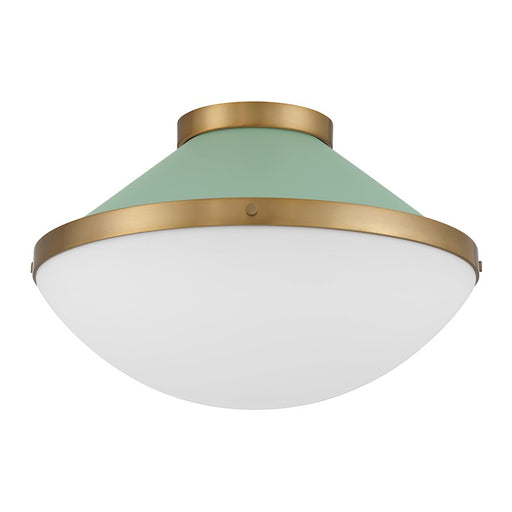 Crystorama Xander 2 Light Flush Mount, Vibrant Gold/Green/White