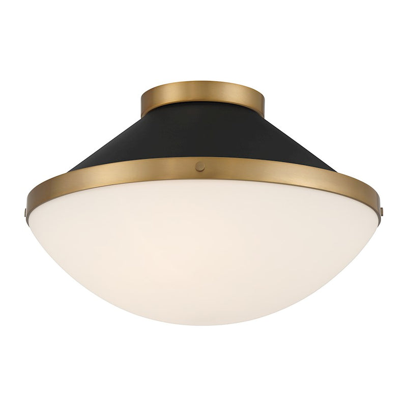 Crystorama Xander 2 Light Flush Mount, Vibrant Gold/Black/White