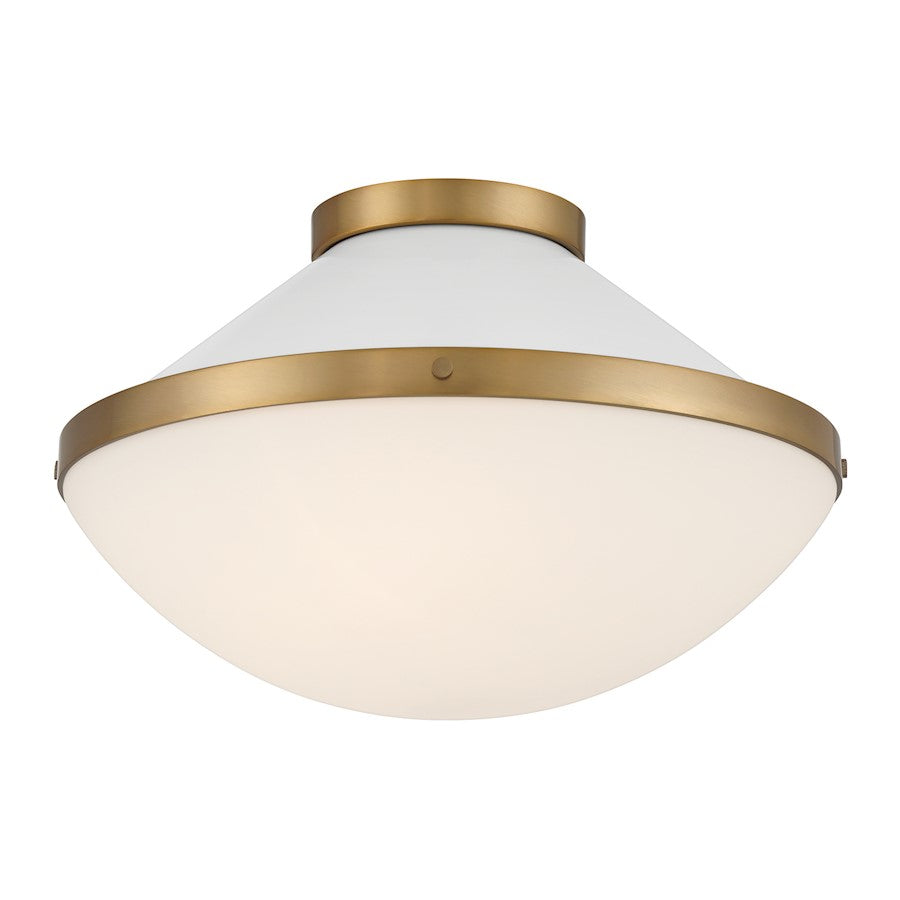 Crystorama Xander 2 Light Flush Mount, Vibrant Gold/White/White