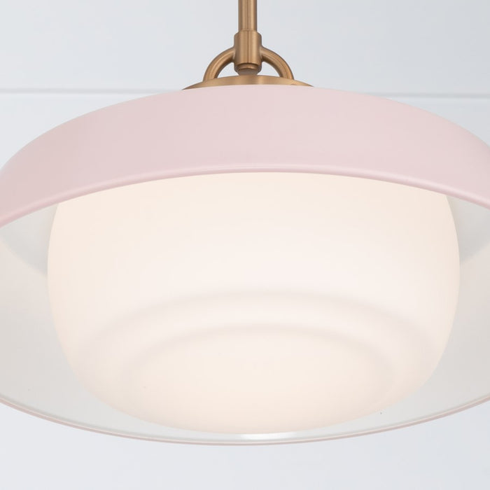 Crystorama Xander 1 Light 16" Pendant, Vibrant Gold/Blush
