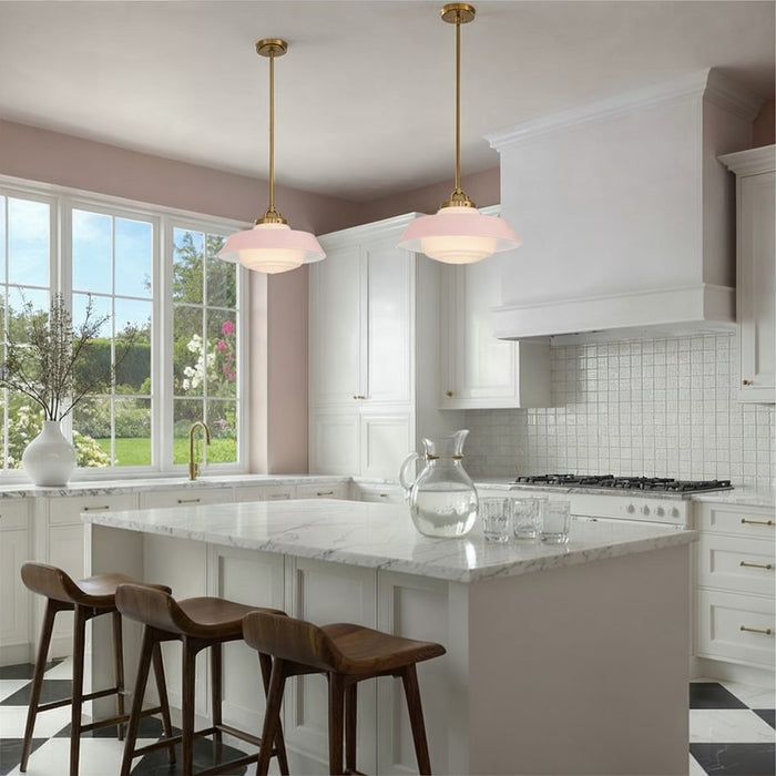 Crystorama Xander 1 Light 16" Pendant, Vibrant Gold/Blush