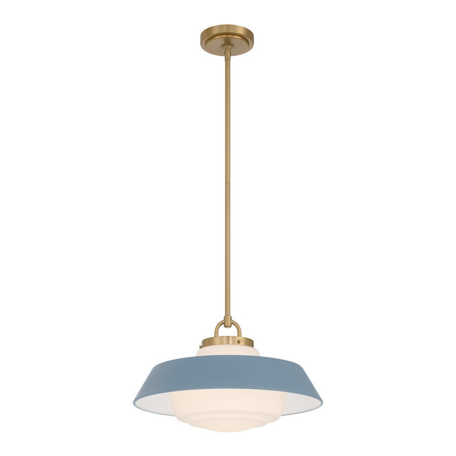 Crystorama Xander 1 Light 16" Pendant, Vibrant Gold/Blue/White - XAN-8006-VG-BL