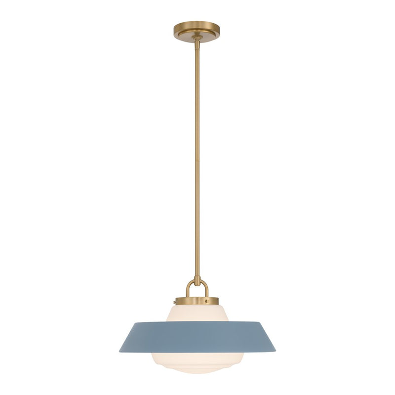 Crystorama Xander 1 Light 16" Pendant, Vibrant Gold/Blue/White