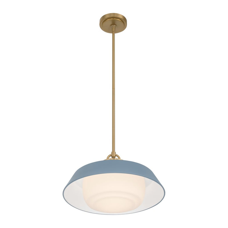 Crystorama Xander 1 Light 16" Pendant, Vibrant Gold/Blue/White