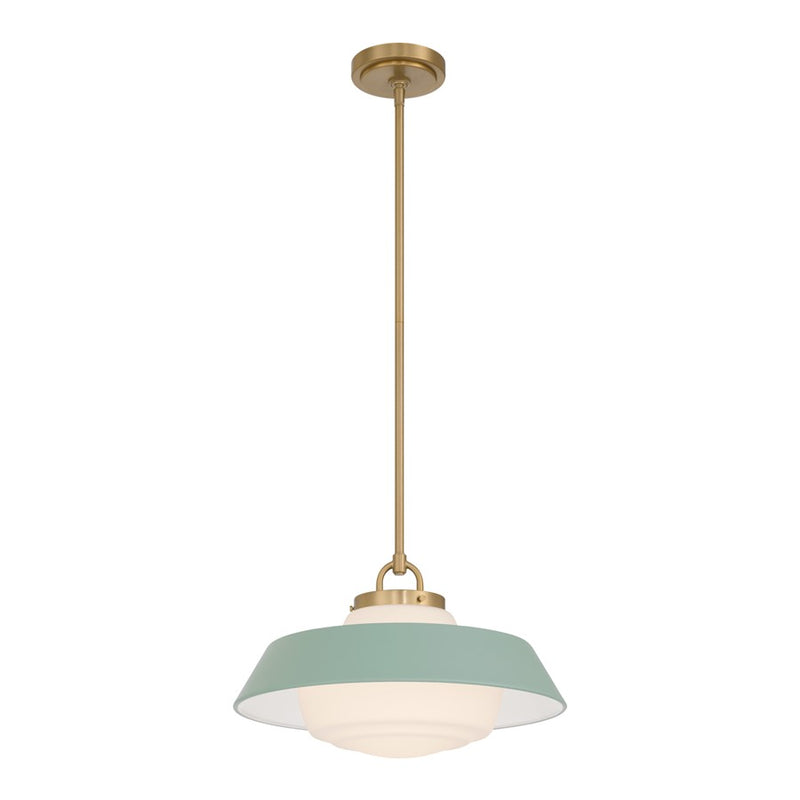 Crystorama Xander 1 Light 16" Pendant, Vibrant Gold/Green/White
