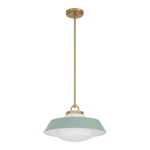 Crystorama Xander 1 Light 16" Pendant, Vibrant Gold/Green/White