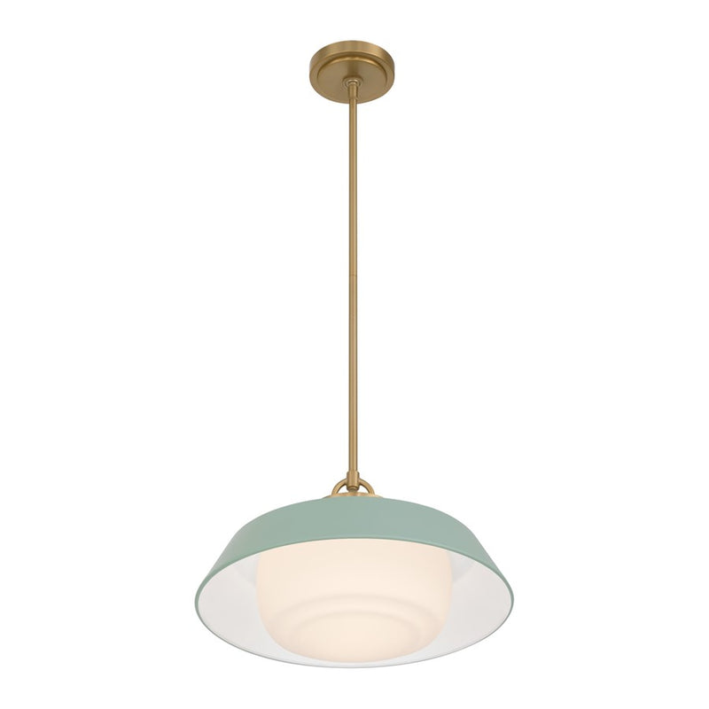 Crystorama Xander 1 Light 16" Pendant, Vibrant Gold/Green/White